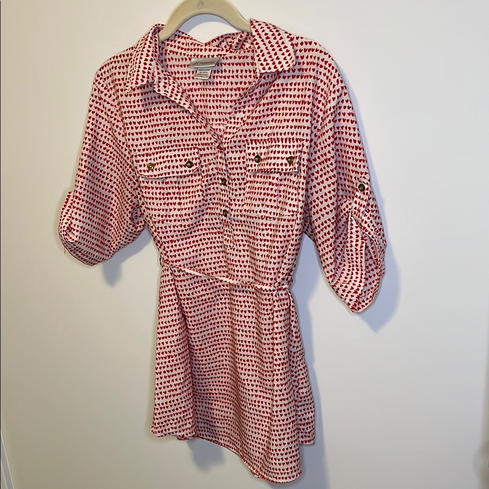 Oh! Mamma Red and White Long Sleeve Dress